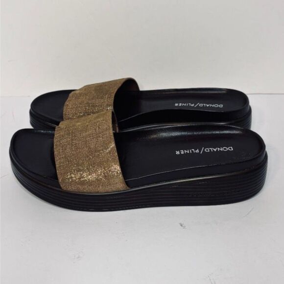 Donald J. Pliner Shoes - Donald Pliner Gold Metallic Platform Slide Sandals Women's 8.5